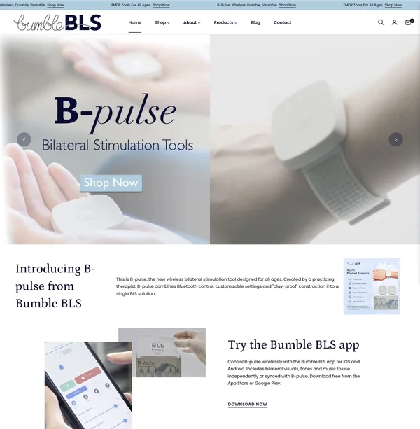 Bumble BLS homepage showing the hero and first sections