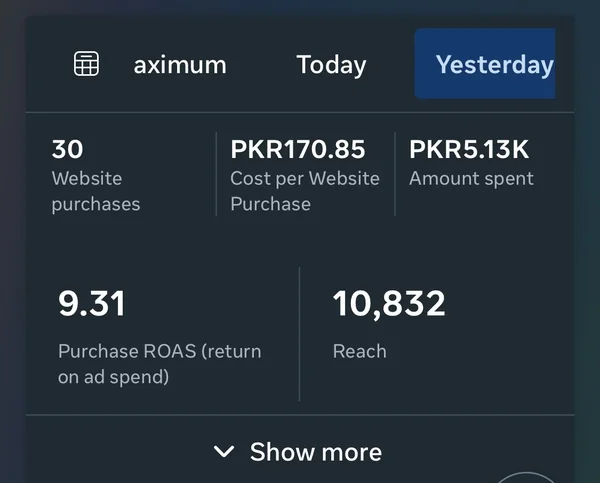 Meta Ads campaign performance screenshot (01)