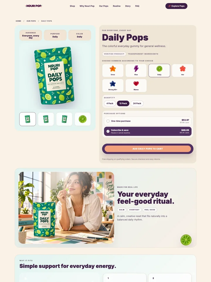 Nouri Pop · Daily Pops website development screenshot